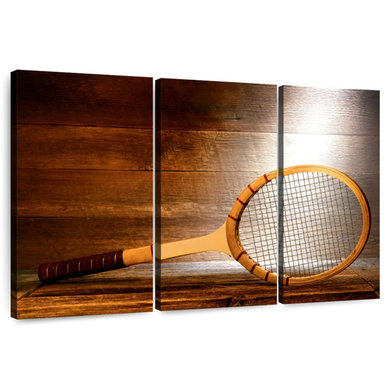 Raquette de tennis rétro Sireci, H 36 po x l 57 po