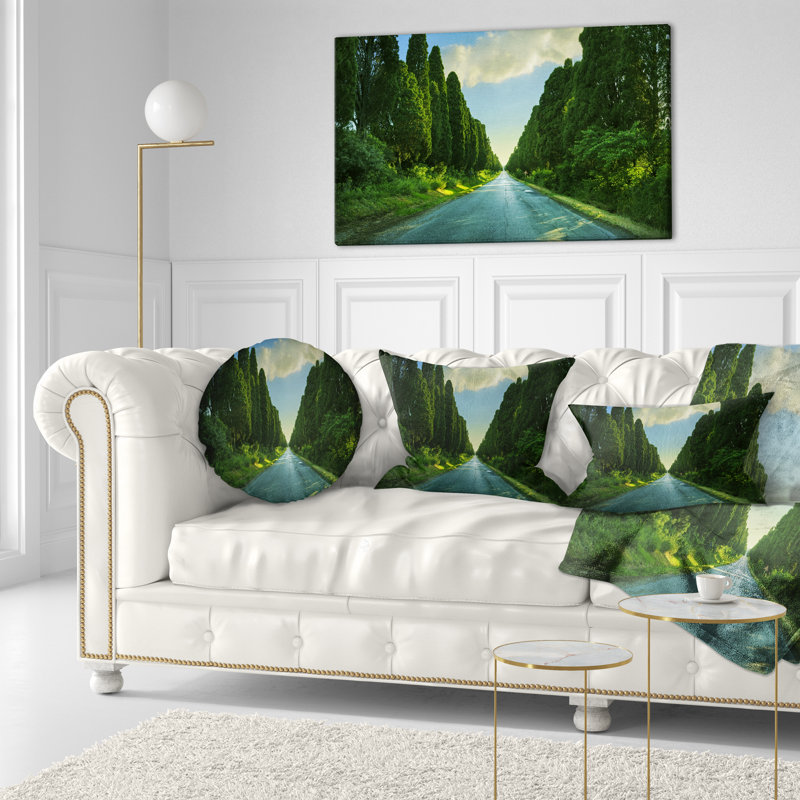 Coussin droit, cypress arbres - paysage imprimé