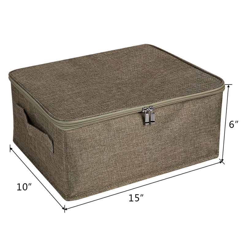 Rebrilliant Fabric Bin, Coffee, 10" H x 18" W x 14" D