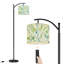 Lampe sur pied à arc avec abat-jour réglable, verdure abstraite, aquarelle, feuilles, plantes, jungle, debout, tropical