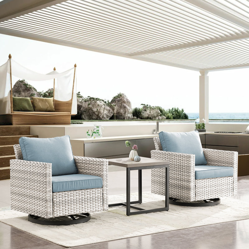 - Person Patio Conversation Set with Cushions, Baby Blue