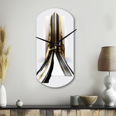 Black And Gold Cubic Expression V - Asymmetrical Modern Metal Clock, Cylinder Wall Clock Print