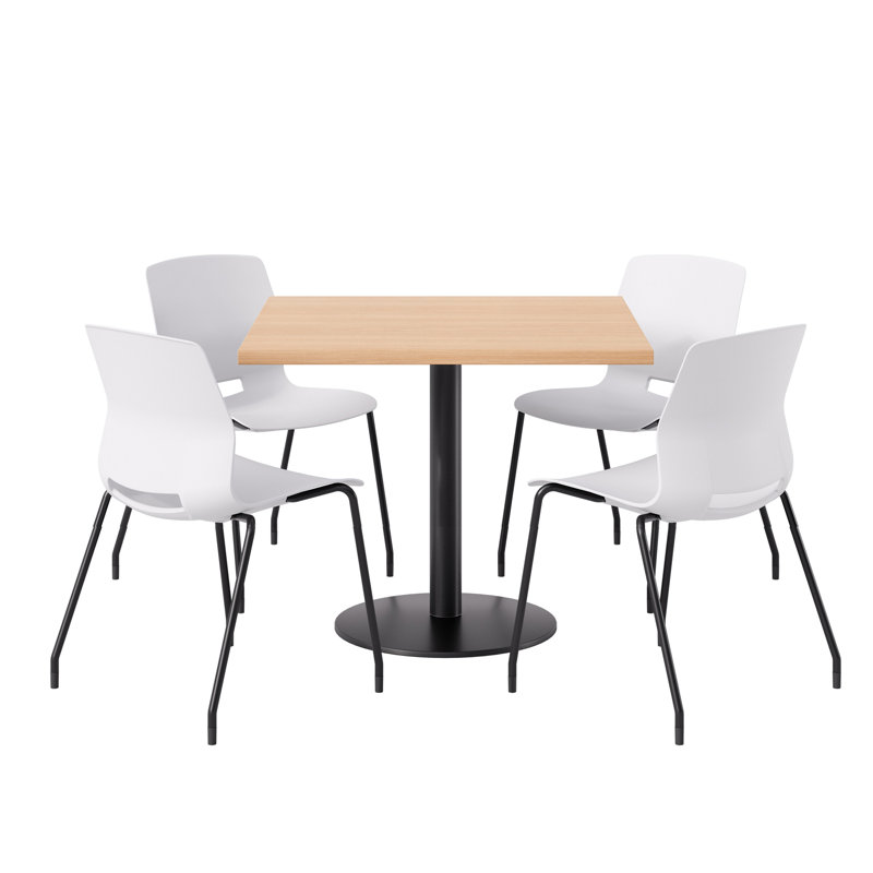 Ensemble repas pour 4 personnes à hauteur de bar, Érable, Blanc / noir, H 41 po x L 42 po x l 42 po