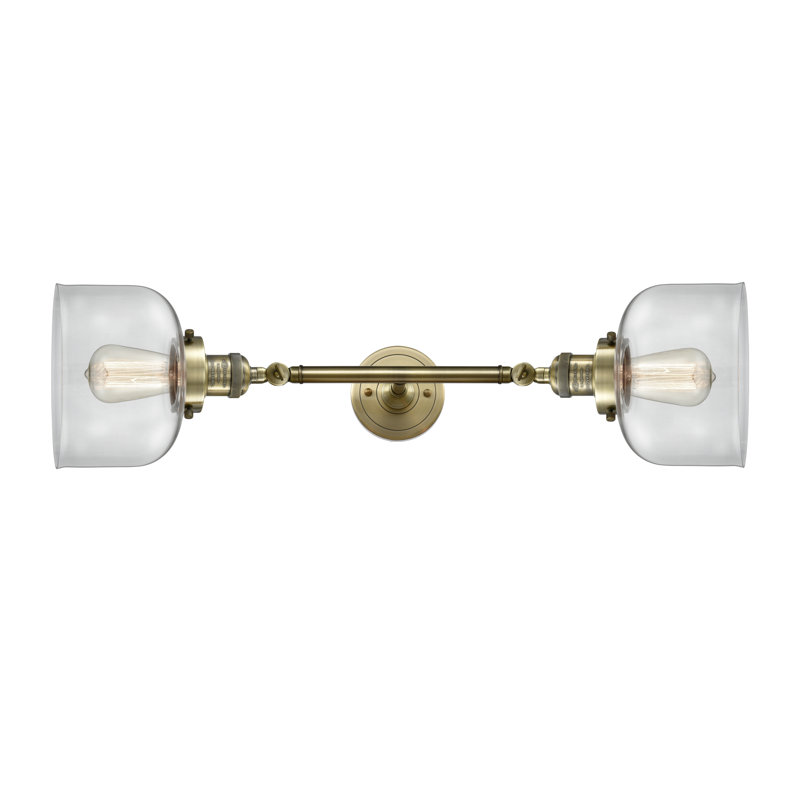 Éclairage pour meuble-lavabo à 2 lumières et à luminosité rétro Arledge, Laiton antique, Incandescent, Transparent