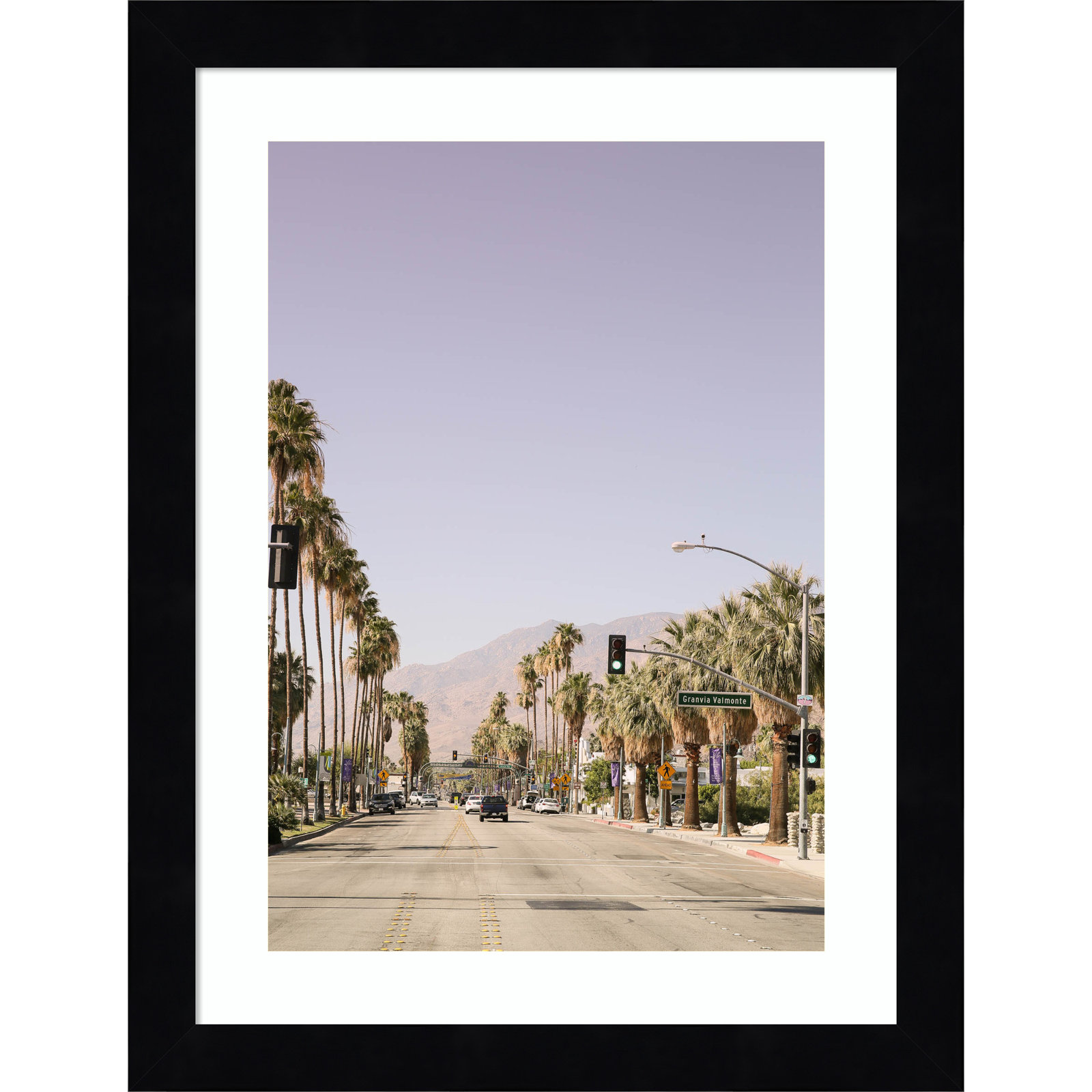 Palm Spring Street by Shot by Clint Wood Framed Wall Art Print, Black, 13" H x 10" W