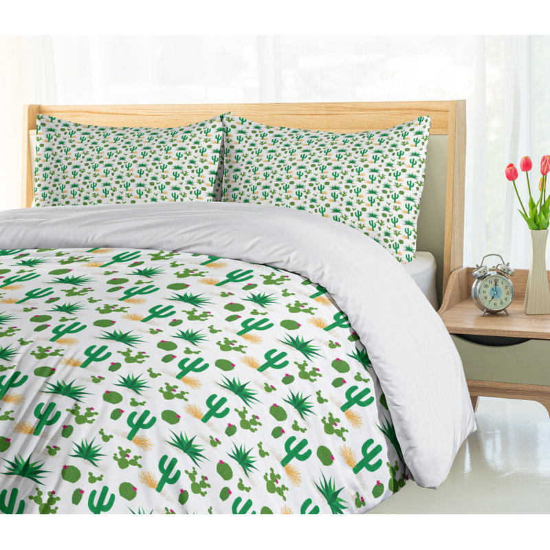 Southwestern Cactus Pattern Queen Duvet Cover Set