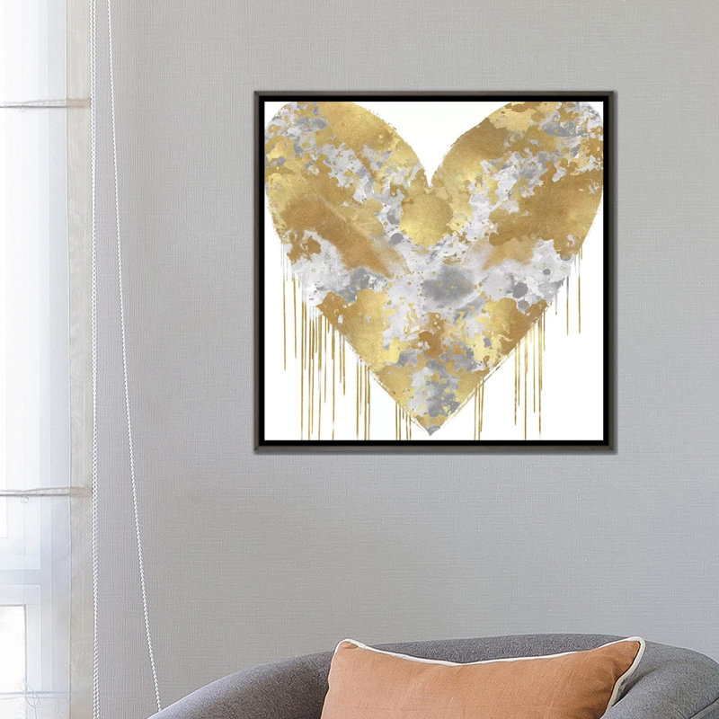 «Big Hearted Silver and Gold» par Lindsay Rodgers - impression d'art graphique, H 26 po x l 26 po x 1,5 po