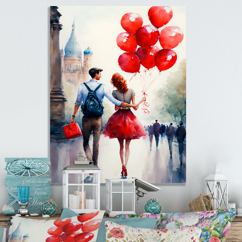 Romantic Wall Art: Couples In Love In Paris I On Canvas Print