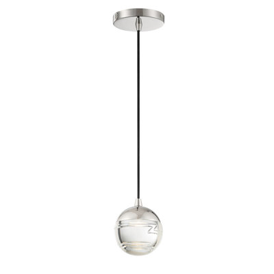 Luminaire suspendu tambour en nickel poli à 1 lumière Krisanne