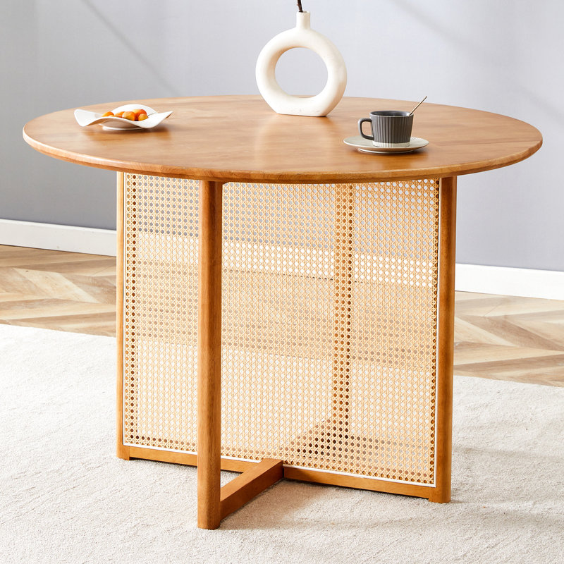 Table en bois avec une touche rétro campagne chinoise, pour la salle à manger et le bureau, assemblage rapide de salon de style rond en bois massif facile à construire