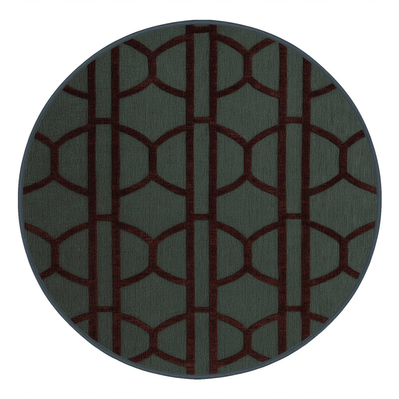 Machine Washable Trellis Gray Area Rug, Round 3'