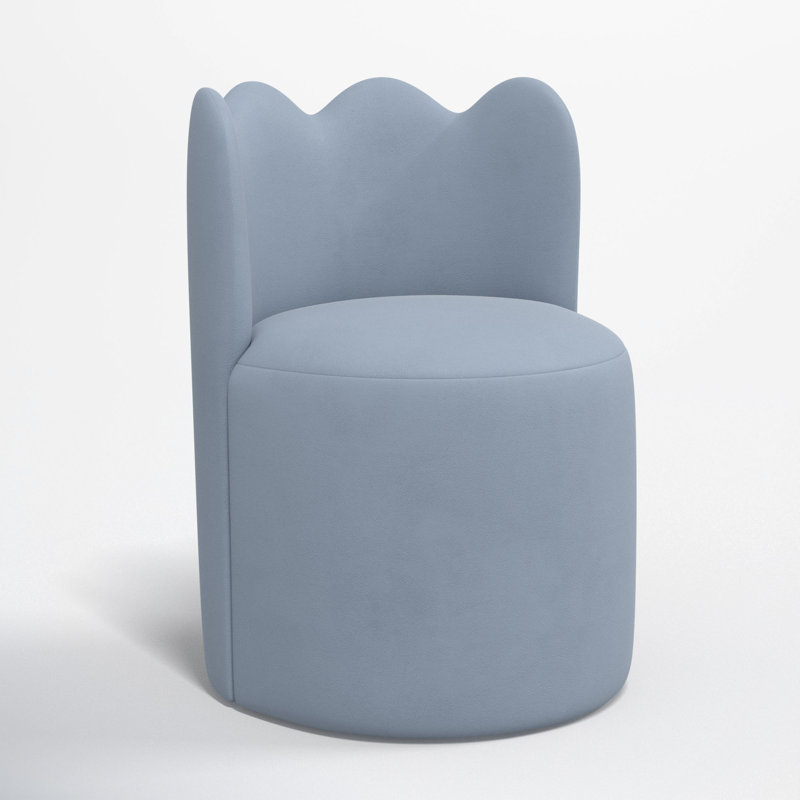 Chaise de salle à manger à dossier ondulé Dahlia, Velours océan
