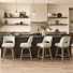 27.1" Swivel Bar Stools Set of 4, Polyester Upholstered Seat on Solid Wood Frame