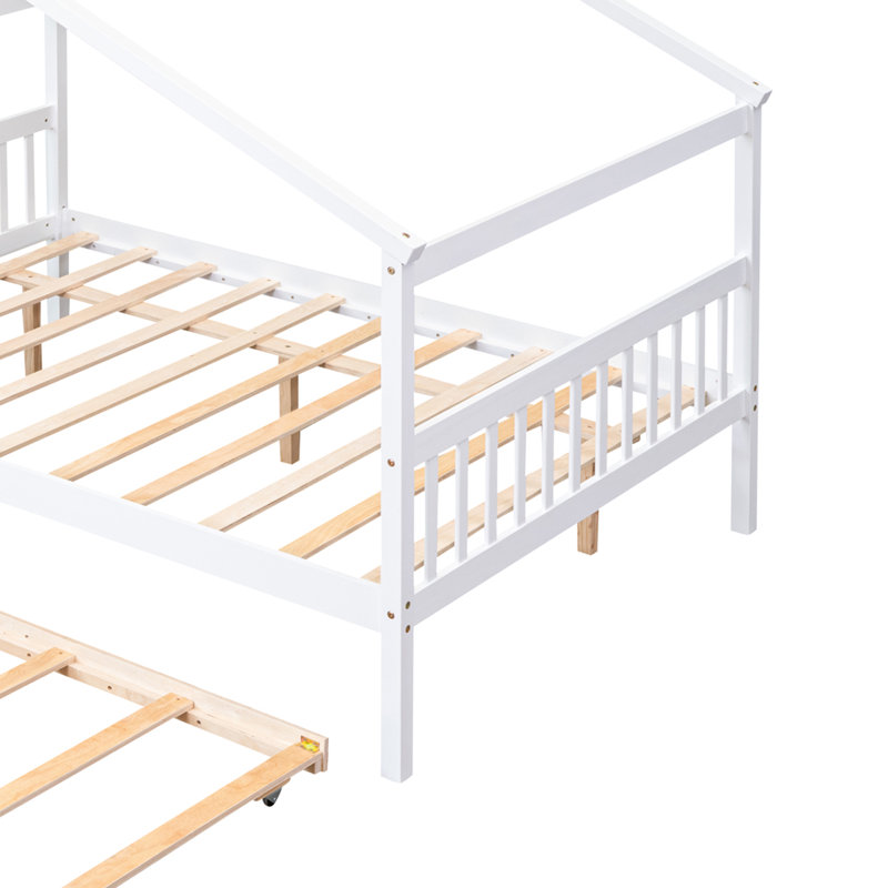 Pisinemo House Beds with Trundle, White, Full / Double