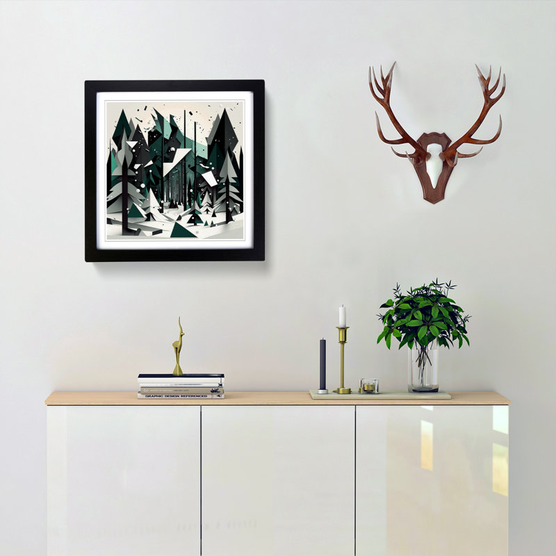 Winter Forest Suprematism No.2 - Framed Print, Black Framed