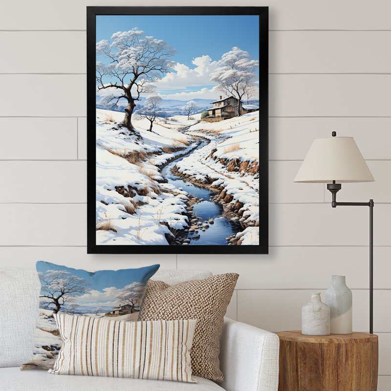 Snow Winters River Solitude I - impression, Cadre photo noir, H 20 po x l 12 po x P 1 po
