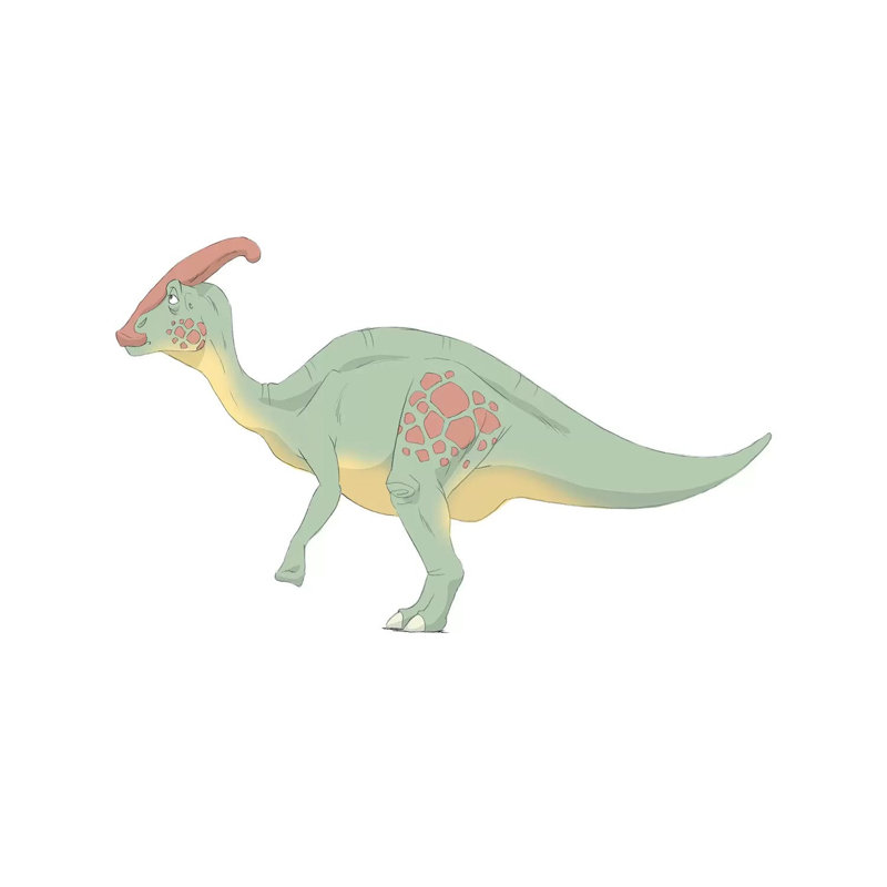 Parasaurolophus Pencil Drawing With Digital Colour by Alice Turner - Wrapped Canvas Print, 20.32 cm H x 30.48 cm W