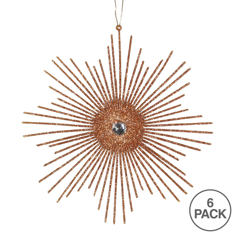 Ornement en forme de flocon de neige scintillant de 6,5 po, Or rose