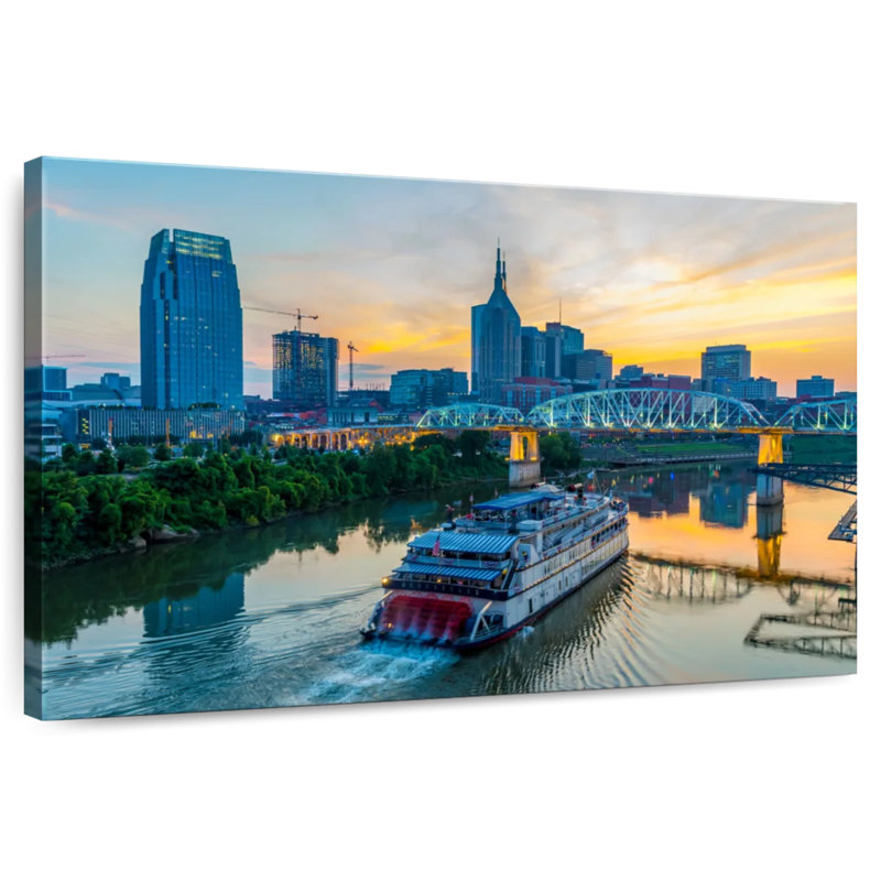 Skyline de Kavia Nashville au coucher du soleil, H 8 po x l 12 po