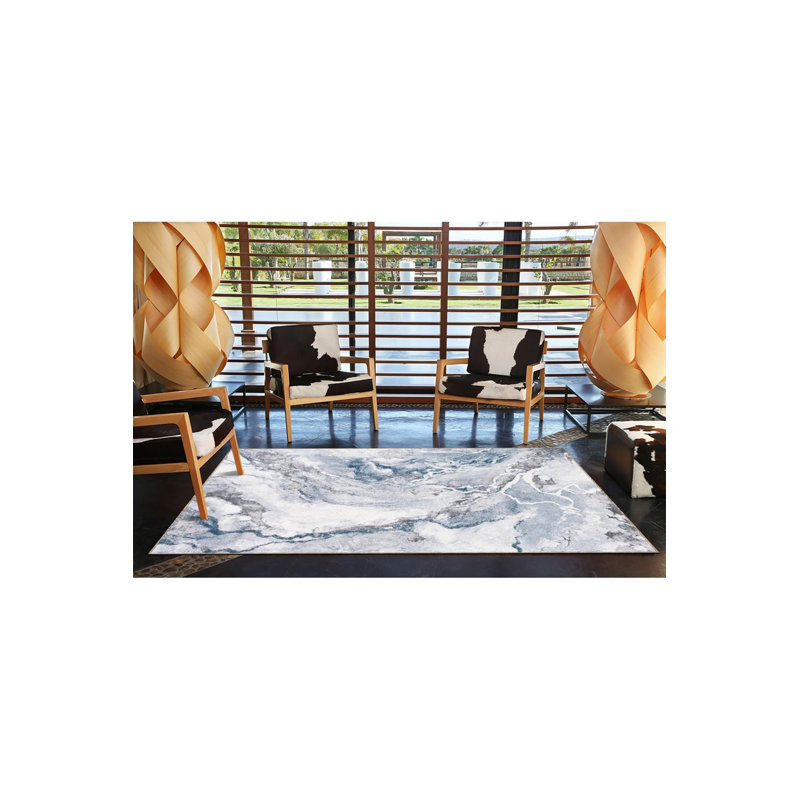 Tapis bleu lavable Ice Ice, Rectangle 3 pi 3 po x 4 pi 11 po