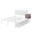 Lit plateforme double en métal avec tablettes de rangement à deux niveaux, armoire de rangement-189906234