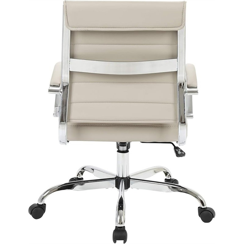 Chaise de bureau de loisirs en cuir à demi-dossier LeisureMod Benmar (brun clair) LeisureMod, Tanné