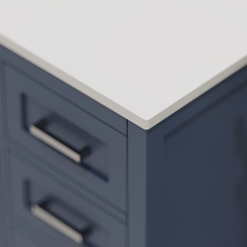 Ensemble de meuble-lavabo simple autoportant 48 po Maya avec plateau en quartz blanc Maya, Bleu marine