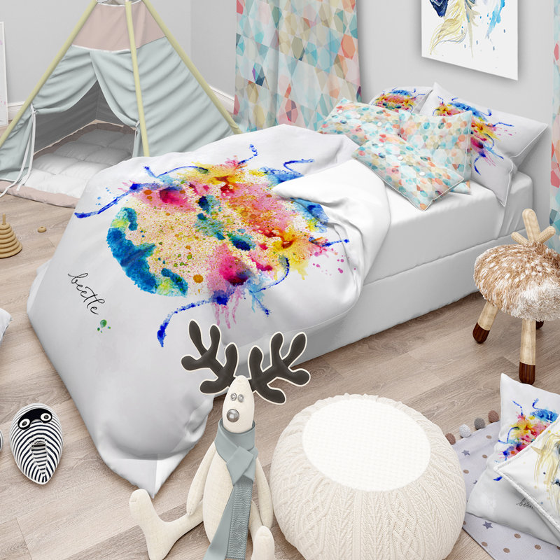 Ensemble de housse de couette à vif designart monotype, Housse de couette grand + 2 taies décoratives