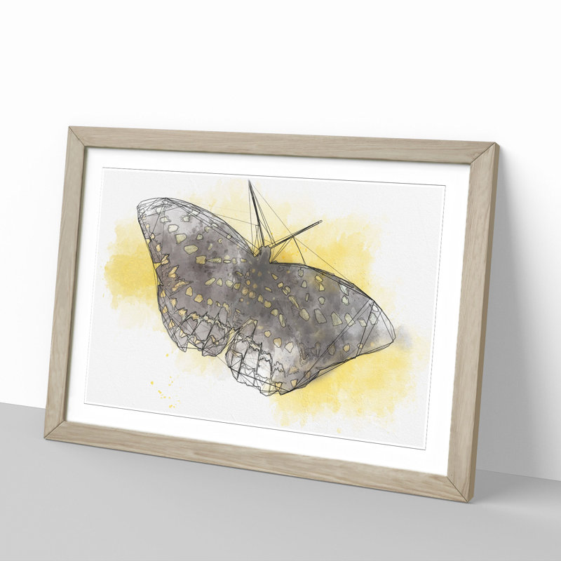 Butterfly Vol.4 Sketch - Picture Frame Painting, 27cm H x 36cm W x 2cm D, Oak Framed