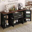 Armoire de rangement 63 "à porte de grange 63" - 2 tiroirs, support de porte, tablettes réglables, grand buffet café-2103499140