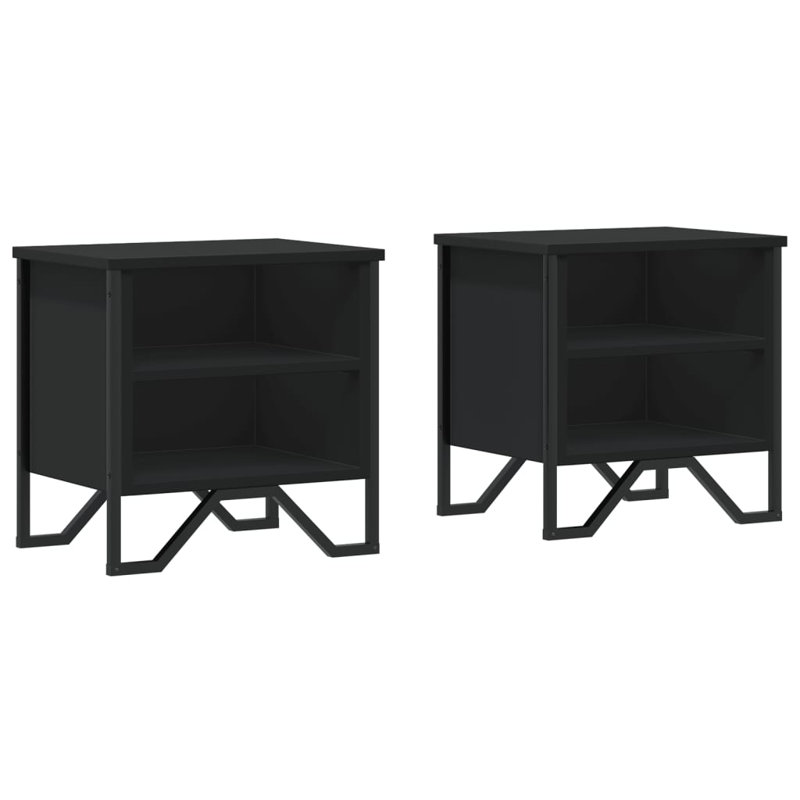 Alliyah 40cm W Metal Bedside Table, Black 