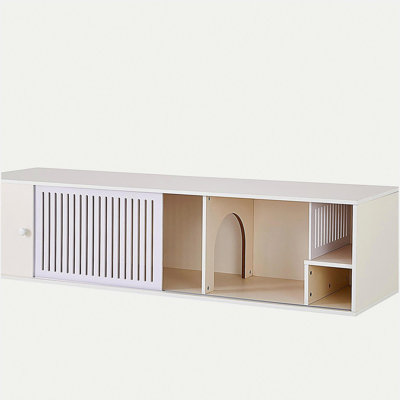Furniture style cat TV cabinet with storage and removable sliding doors