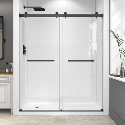 Porte de douche coulissante double sans cadre de 61 po à 66 po x H 78 po.