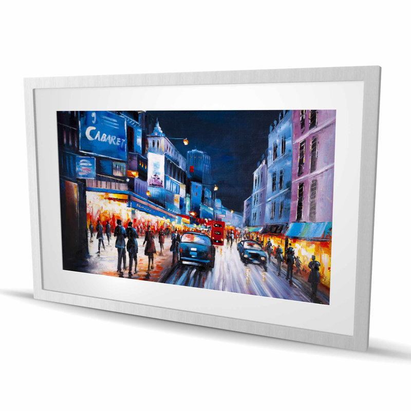 Cabaret Evening - Office Blue Framed Matted Print for Decor