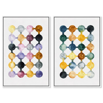 Lavande et or, impression géométrique sur toile, ensemble d'art abstrait moderne par Art Remedy, cadre noir, 10 x 15