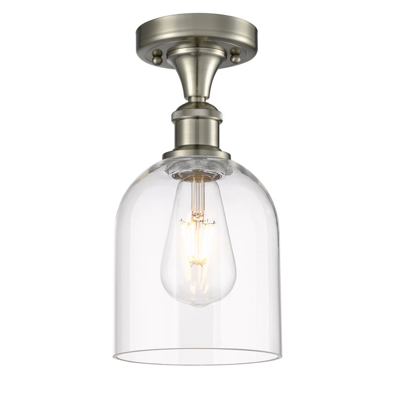 Ballston - Allysson - 1 Light 6" Semi-Flush Mount - Seedy Shade, Clear, Brushed Satin Nickel