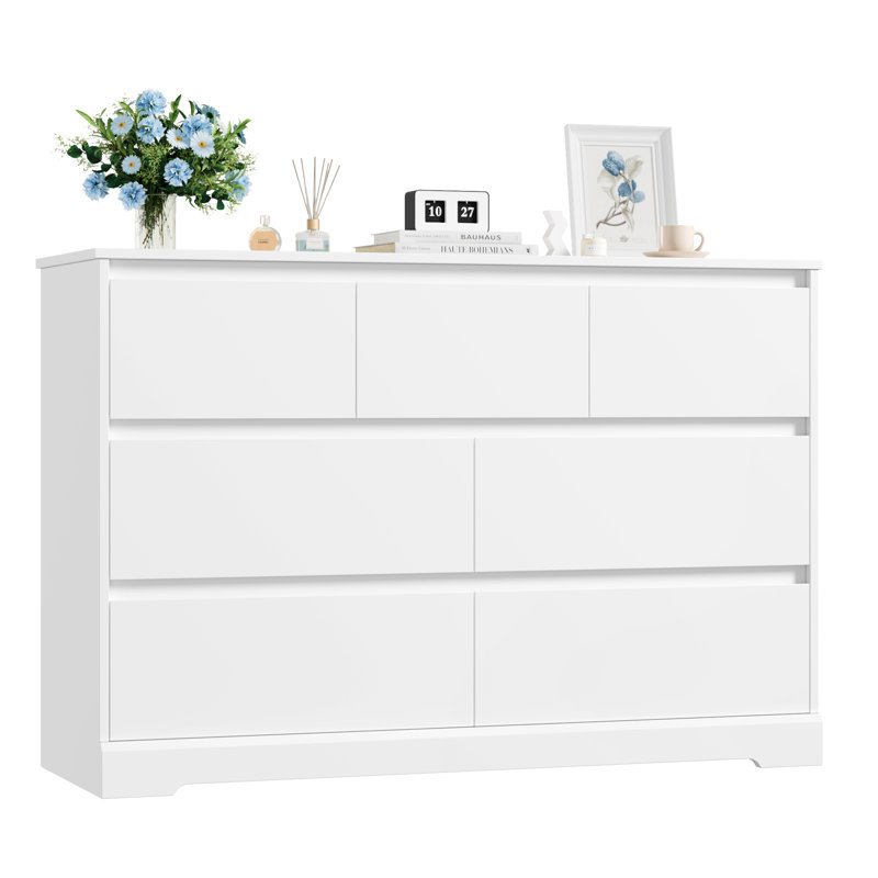 Commode 7 tiroirs l 47,2 po Kirklyn, Blanc