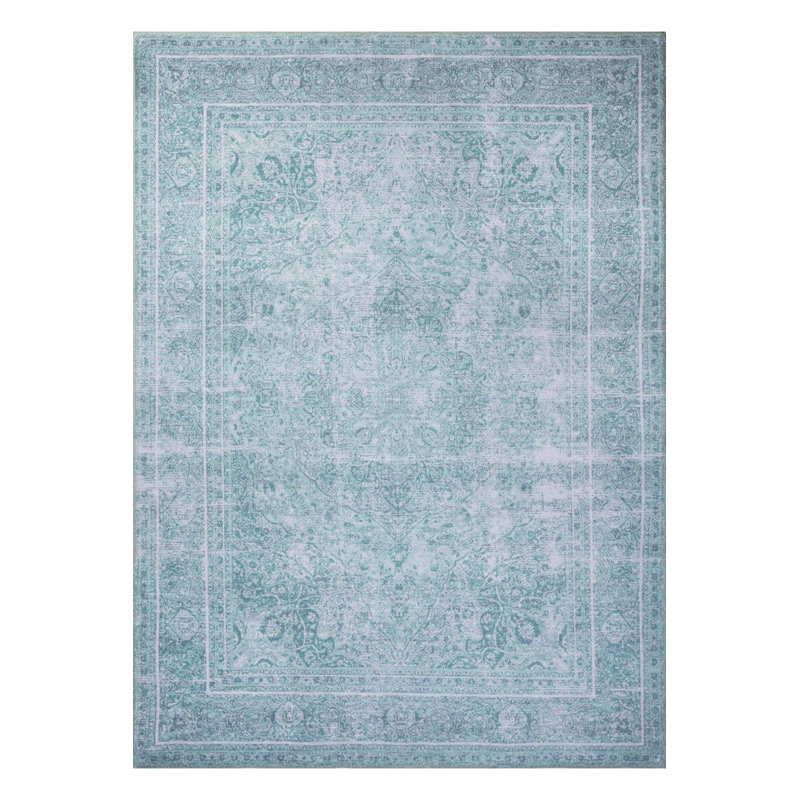 Tapis oriental décoratif bleu, Rectangle 3 pi 10 po x 5 pi 3 po