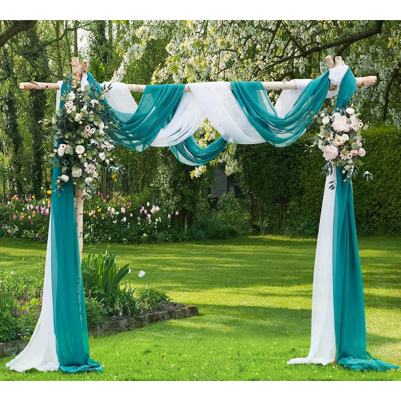 Ensemble de tissu pour drap de voûte chaud pour la cérémonie de mariage ou la décoration de mariage, Blanc / bleu sarcelle