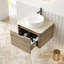 Meuble-lavabo de 61 cm avec rangement mural, lavabo rond en céramique blanche, comptoir en pierre frittée romaine, tiroir à fermeture amortie, installation facile, meuble de rangement en contreplaqué, système raffiné