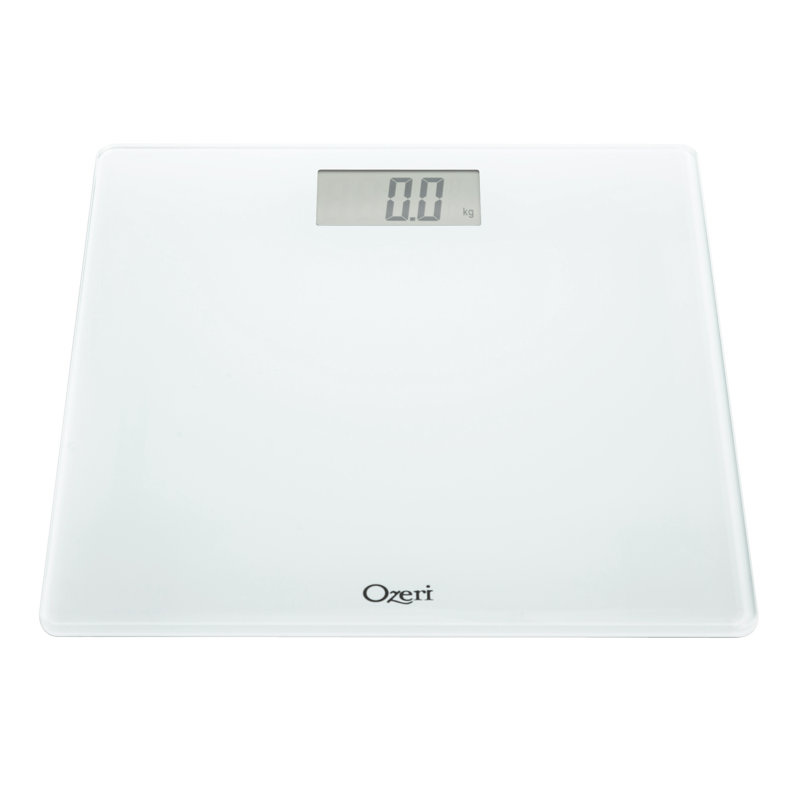 White Tempered Glass Digital Bathroom Scale with LCD Display