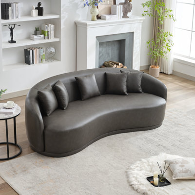 91'' Faux Leather Curved Sofa