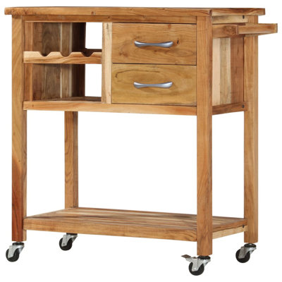 Millwood Pines Kitchen Trolley 31.5"X17.7"X35.8" Solid Wood Acacia