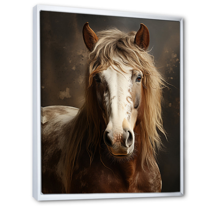 Kededra Brown Horse Harmonious Balance, reproduction d'art sur toile, H 44 po x l 34 po x P 1,5 po, Cadre flottant blanc