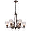 Lustre classique / traditionnel en bronze huilé à 6 lumières avec abat-jour en verre bullé-1215563806