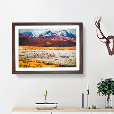 Flamingo Lake in Bolivia in Abstract - Picture Frame Graphic Art Print