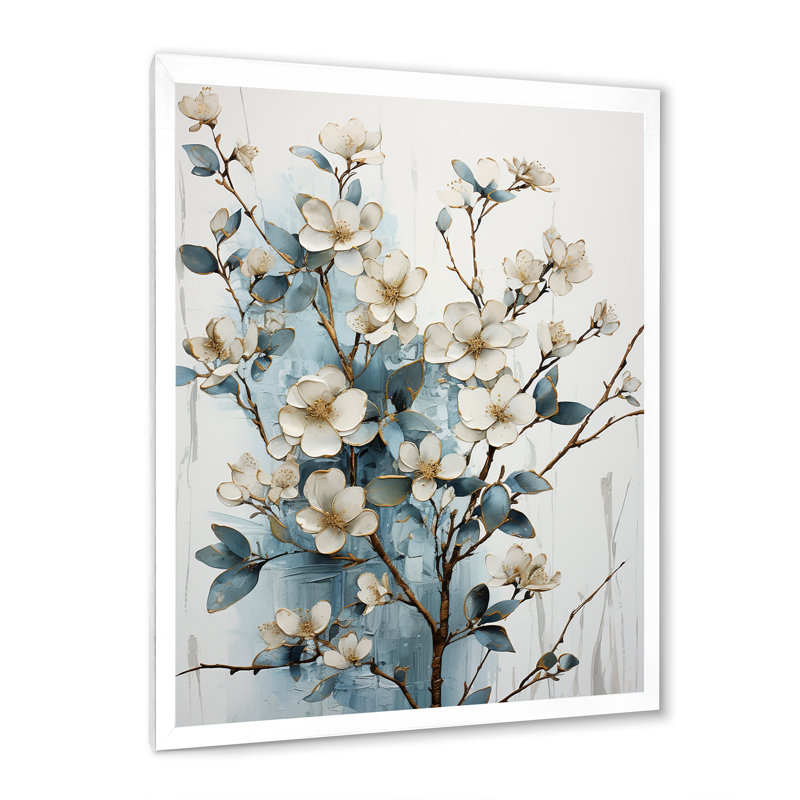 Reproduction sur toile White Dogwood Blossom Dreams II, Cadre simple blanc, H 20 po x l 12 po x P 1 po
