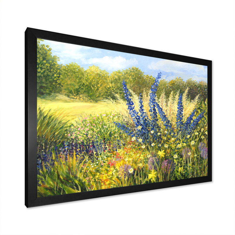 Fleurs sauvages - reproduction de cadre flottant sur toile, Cadre d'angle fermé noir, H 8 po x l 12 po x P 1 po