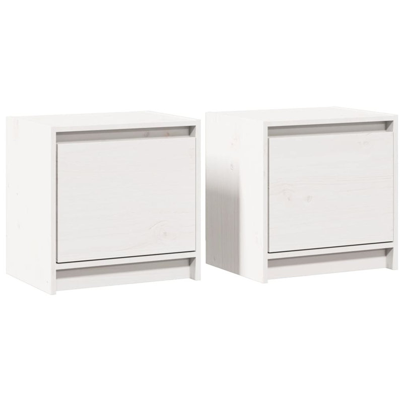 Granston 40cm W Solid Wood Bedside Table, Set of 2, White