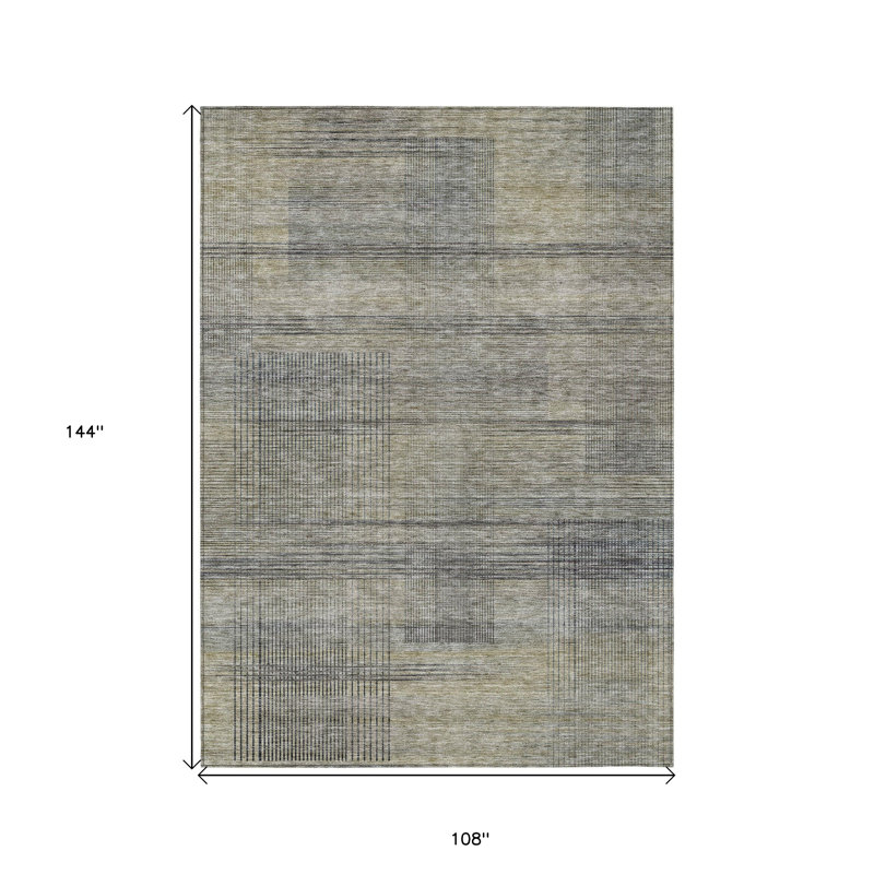 Tapis intérieur lavable rayé gris 9 pi x 12 pi
